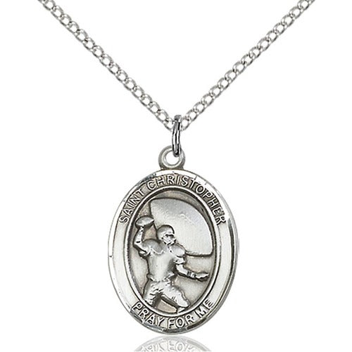 Sterling Silver St. Christopher/Football Pendant