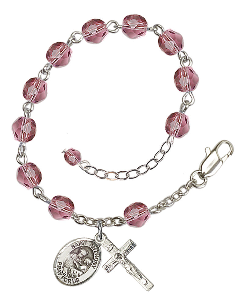 Anthony of Padua Crystal Birthstone Rosary Bracelet Multiple Bir