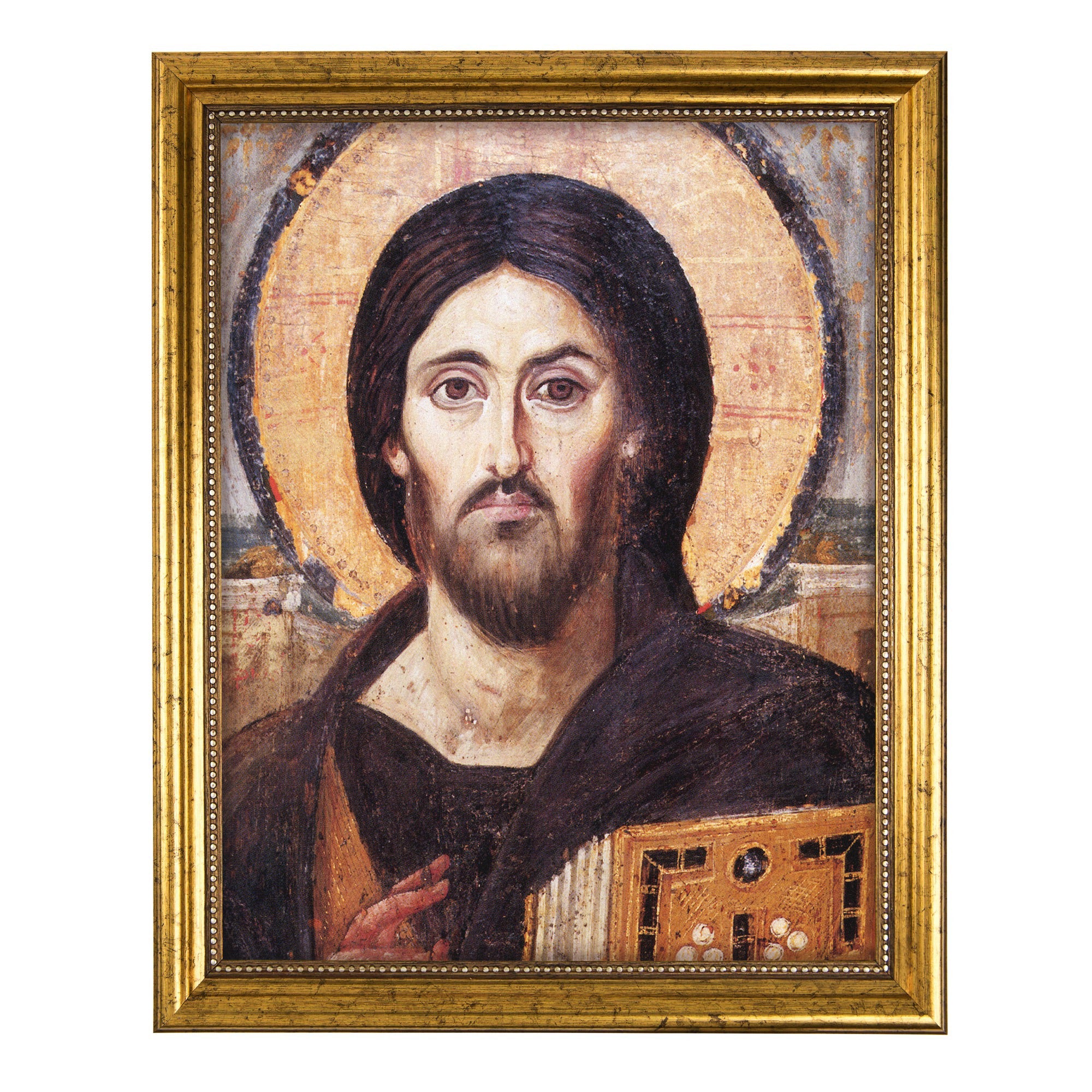 Christ Pantocrator Antique Gold Framed Print - 8" x 10"