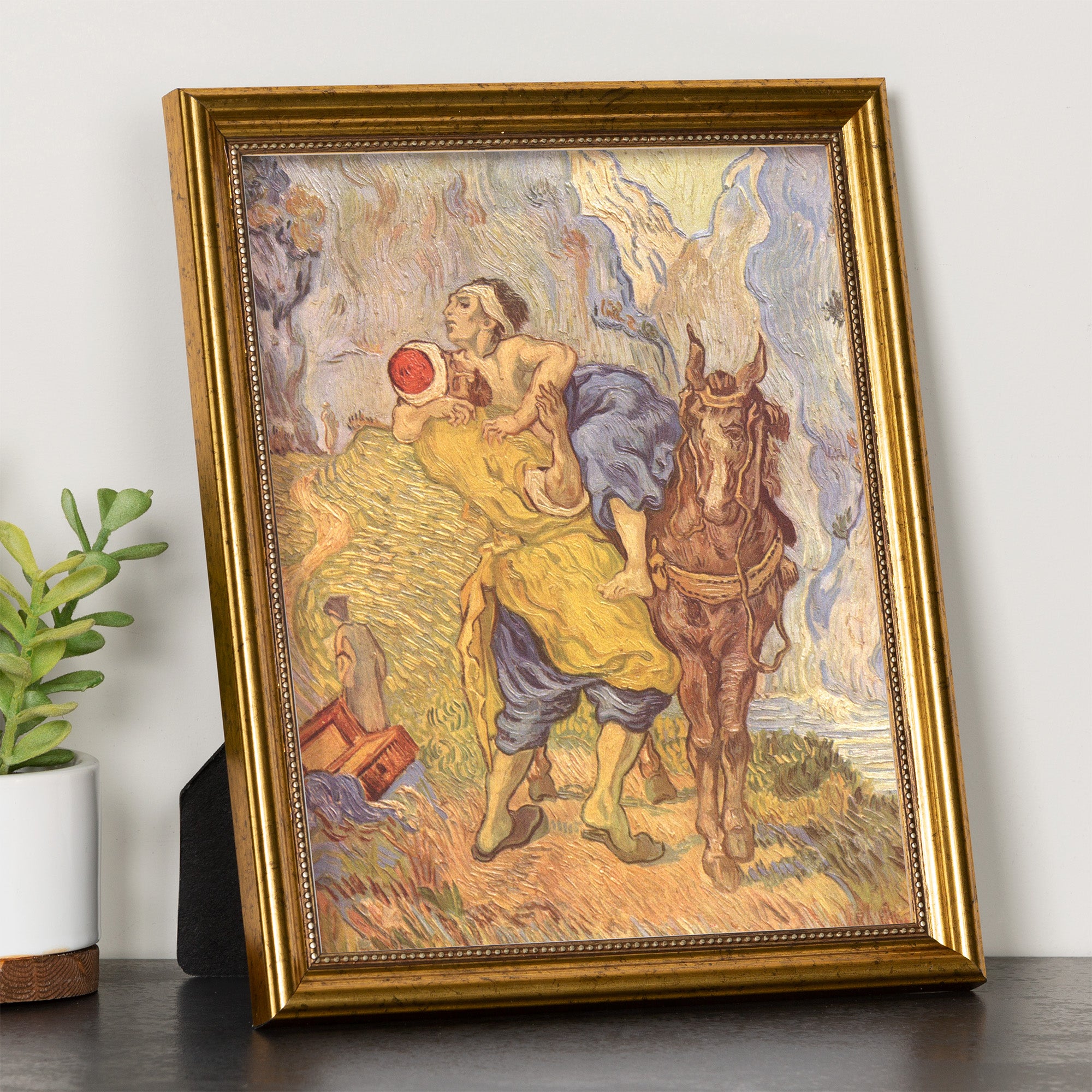 Van Gogh's Good Samaritan Antique Gold Framed Print - 8" x 10"