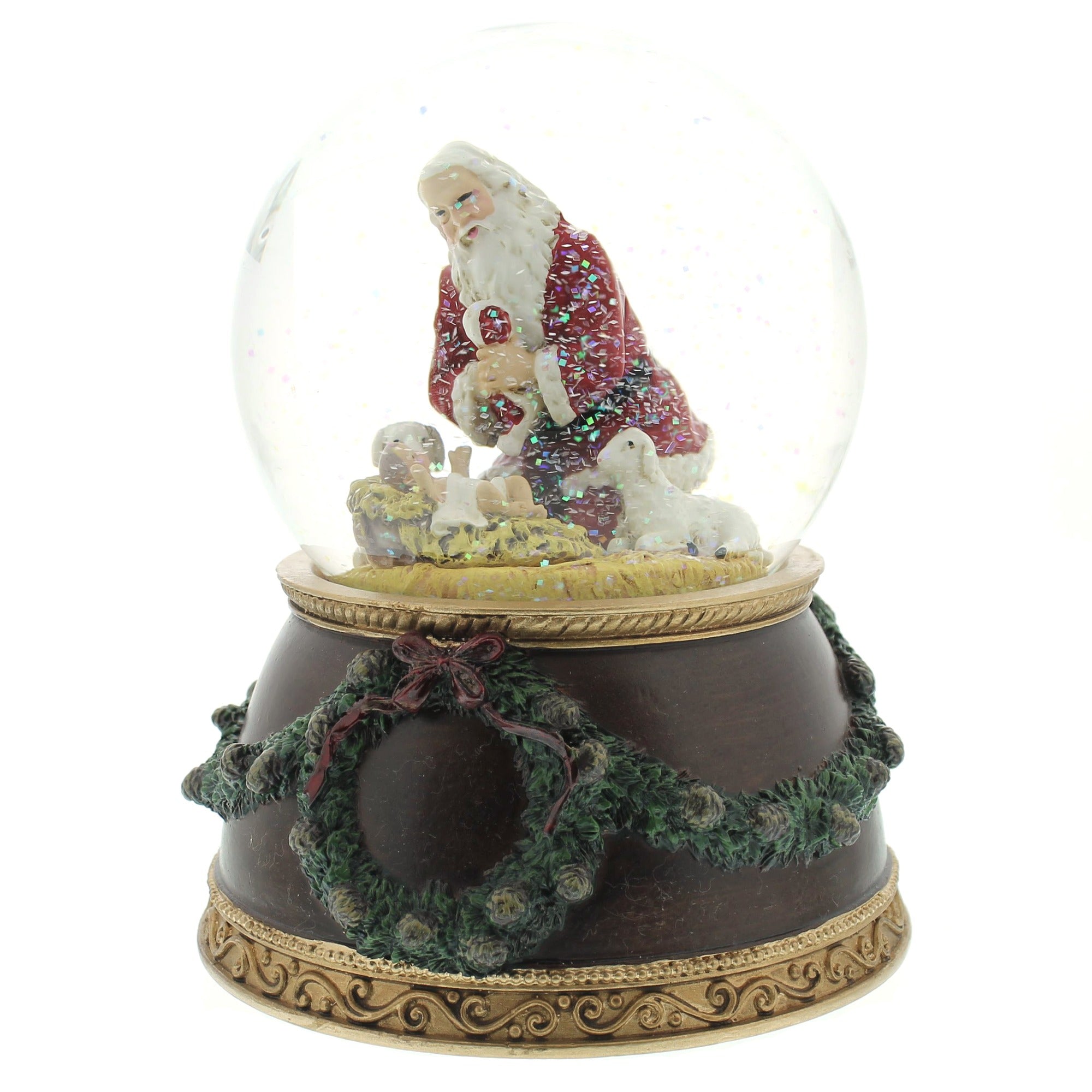 Kneeling Santa Musical Snowglobe