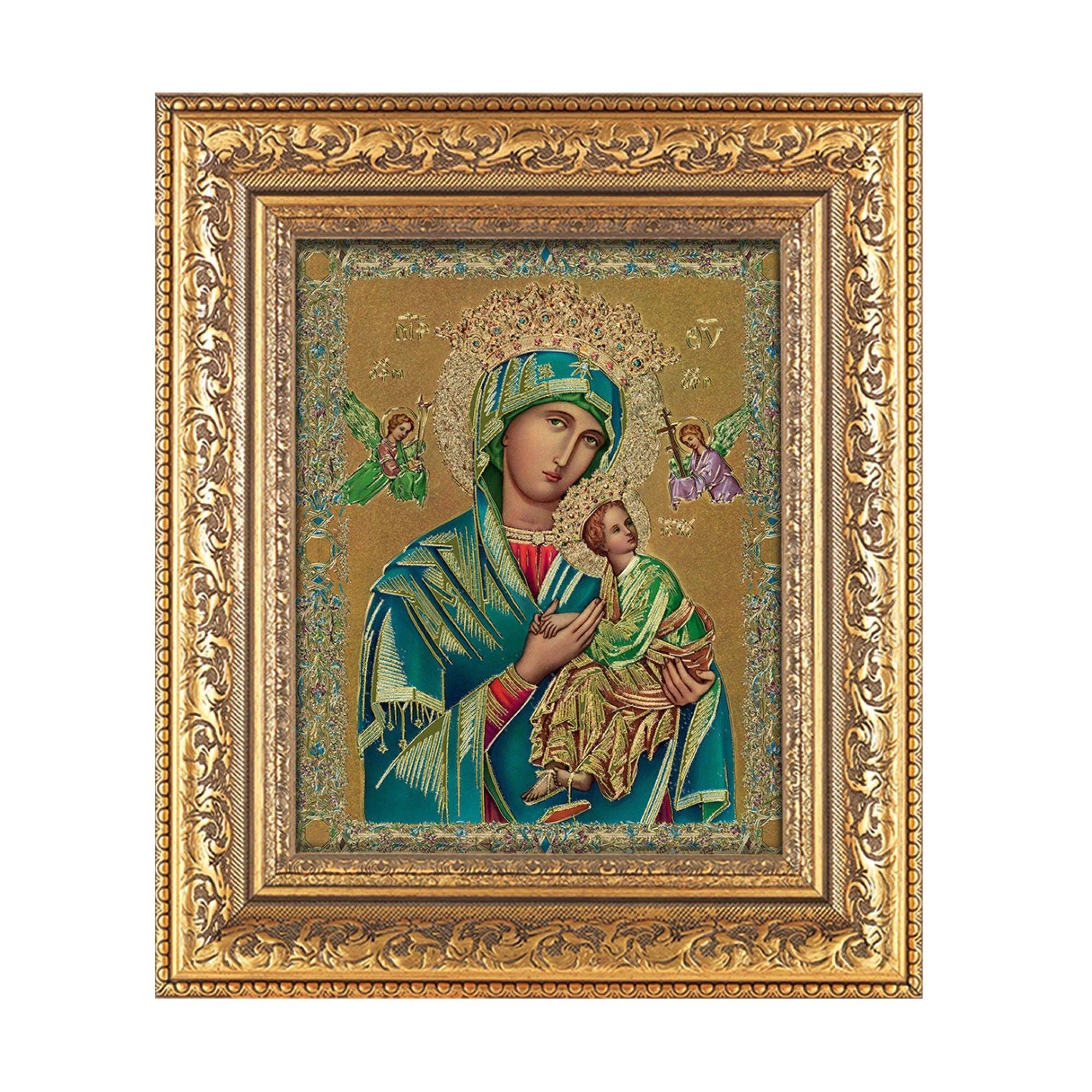 Our Lady of Perpetual Help Florentine Framed Print - 12.5" x 14.5"