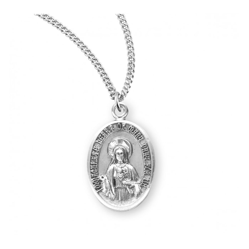 Petite Sterling Oval Immaculate Heart Necklace