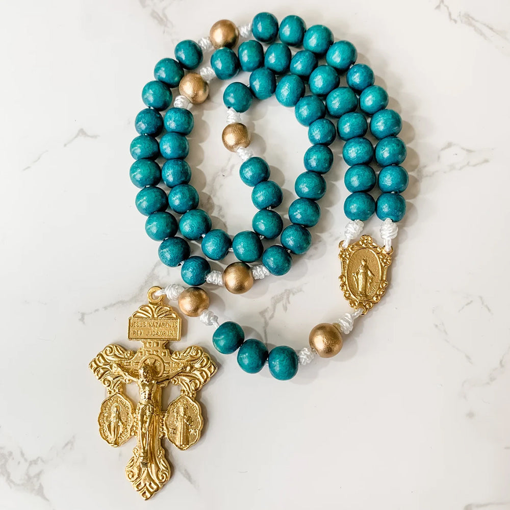 Corded Miraculous Medal & Pardon Crucifix Rosary