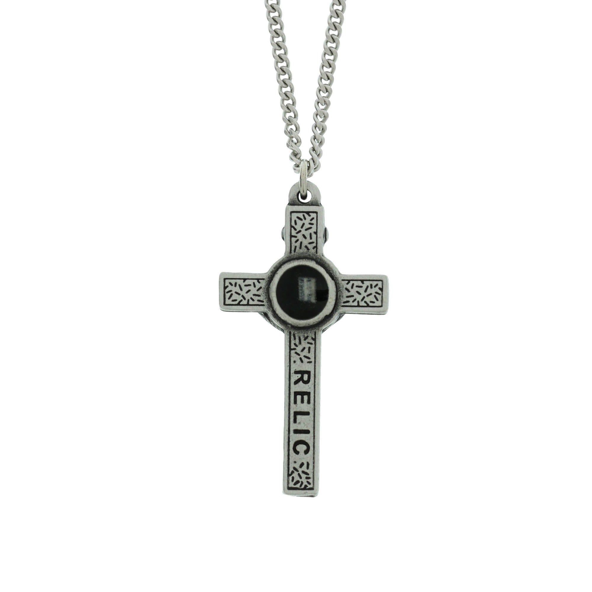 Pewter Crucifix With Holy Land Relic