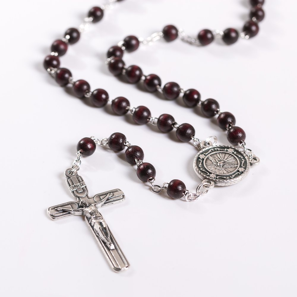 Italian Mahogany Divine Mercy Rosary & Matching Rosary Box Set