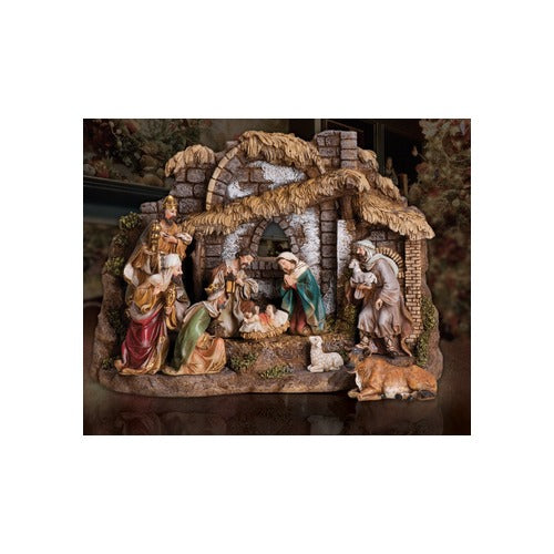 Nativity and Stable Scene 10 Piece Set with Removable Figures