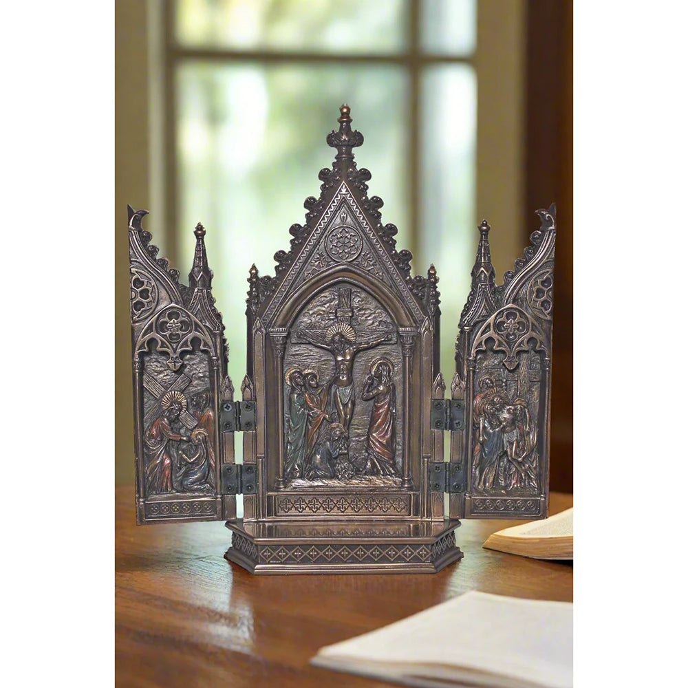 Bronzed Passion of Christ Triptych - 8"