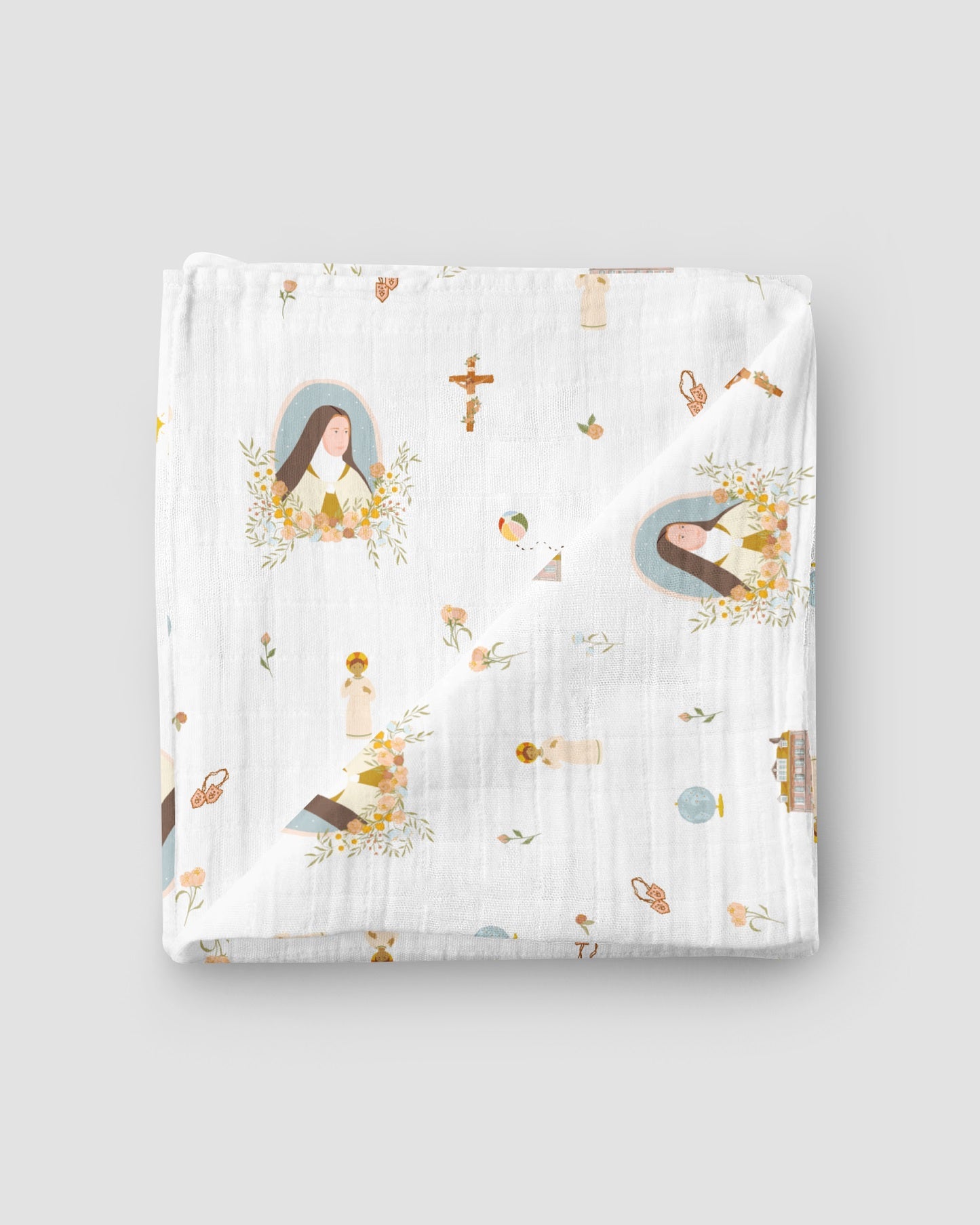 Be A Heart - St. Therese Muslin Swaddle Baby Blanket