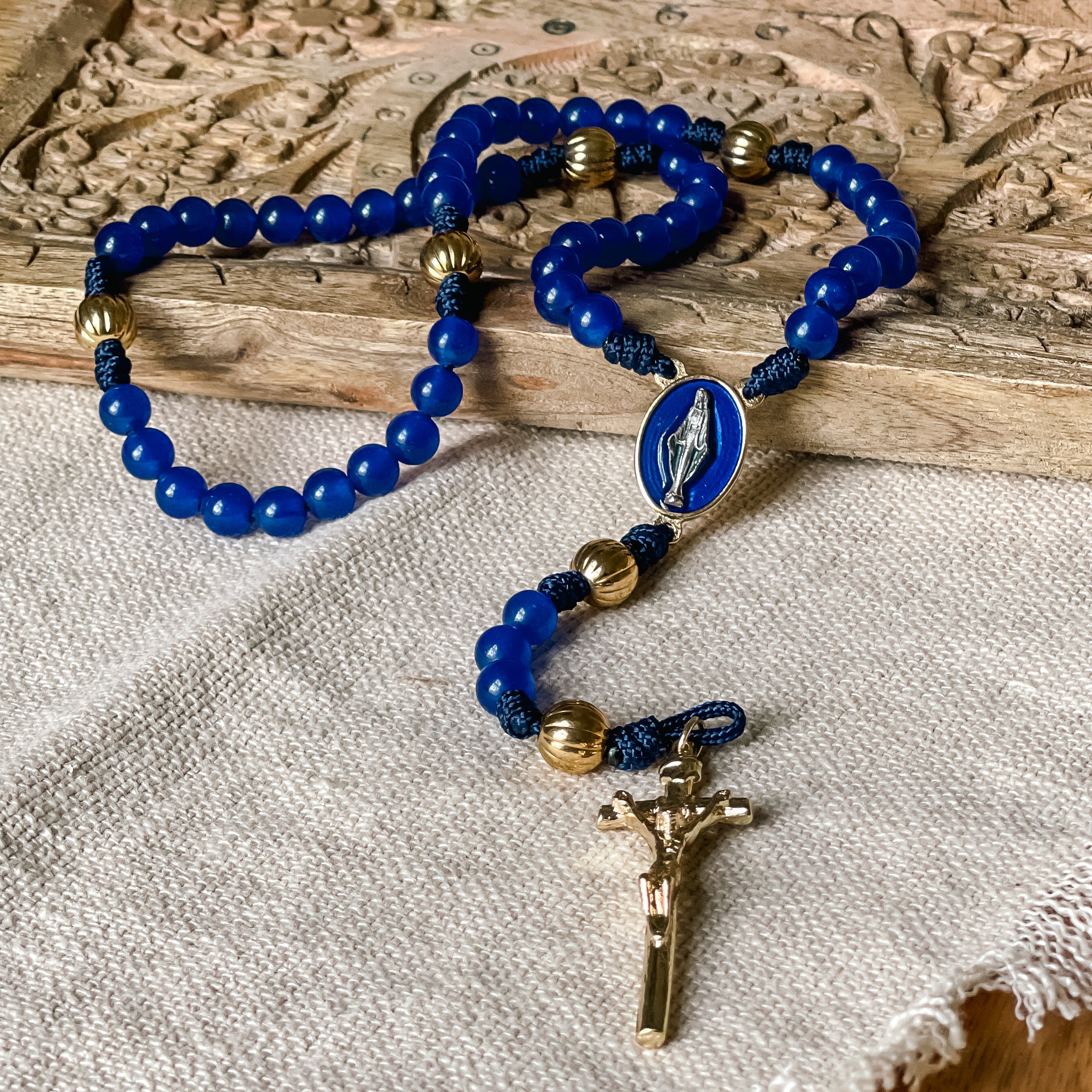 Our Lady of Grace Blue Paracord Rosary
