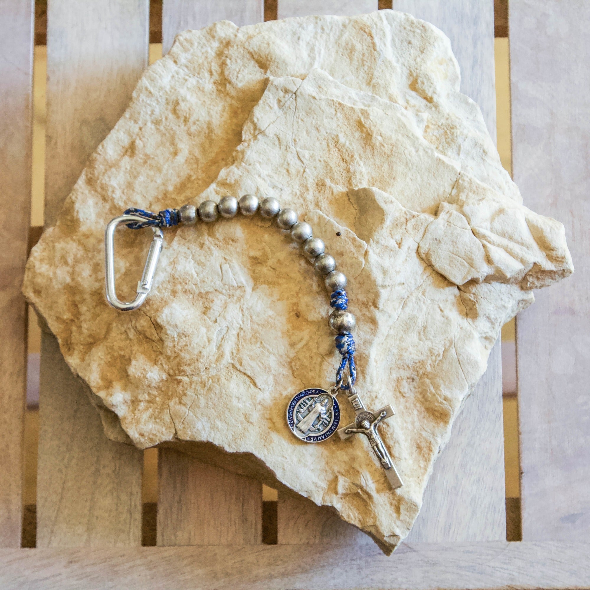 St. Benedict Blue Paracord Brave Beads Tenner Rosary