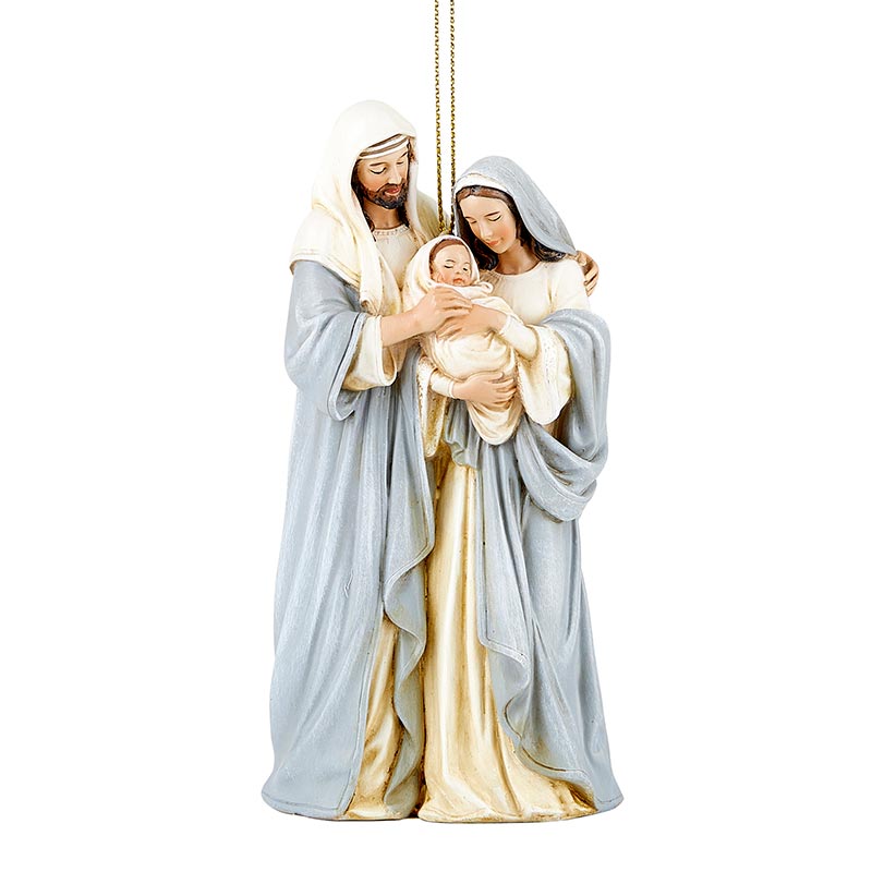 Holy Family in Blue & Ivory Ornament