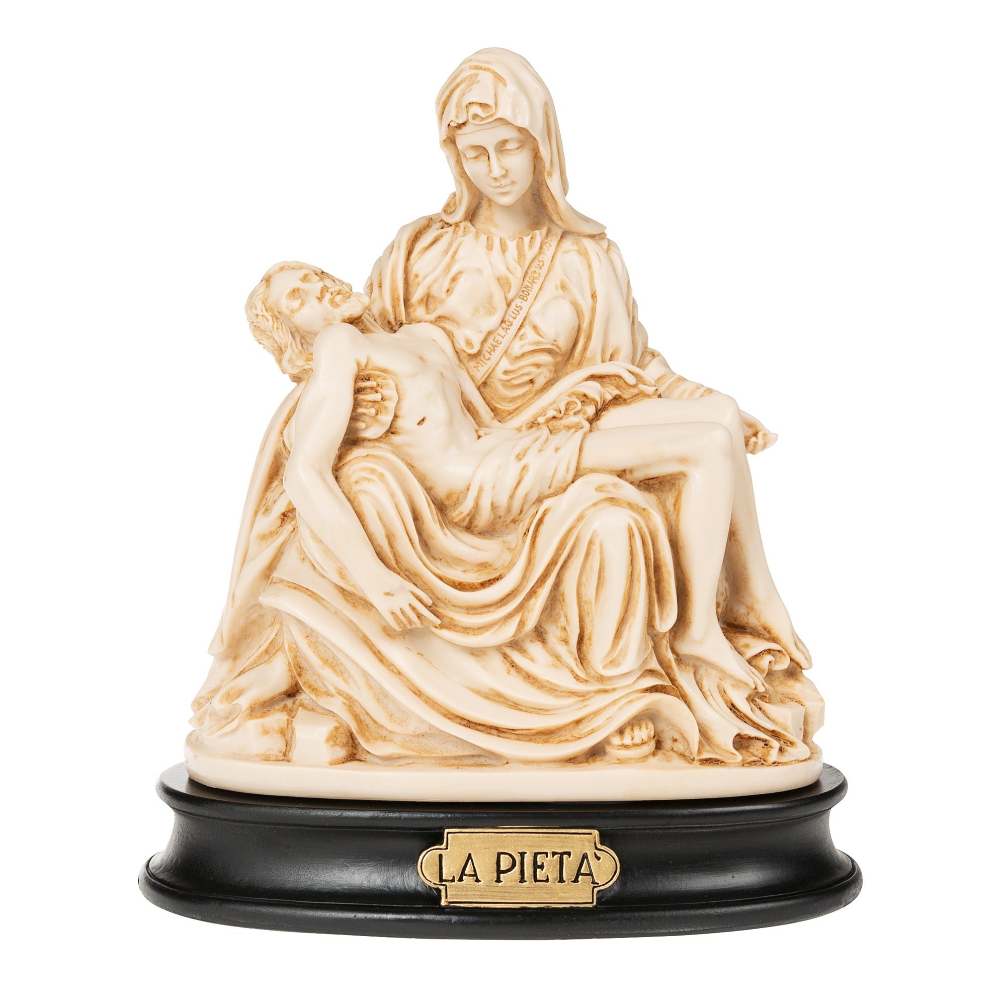 Ivory Pieta Statue on Black Stand