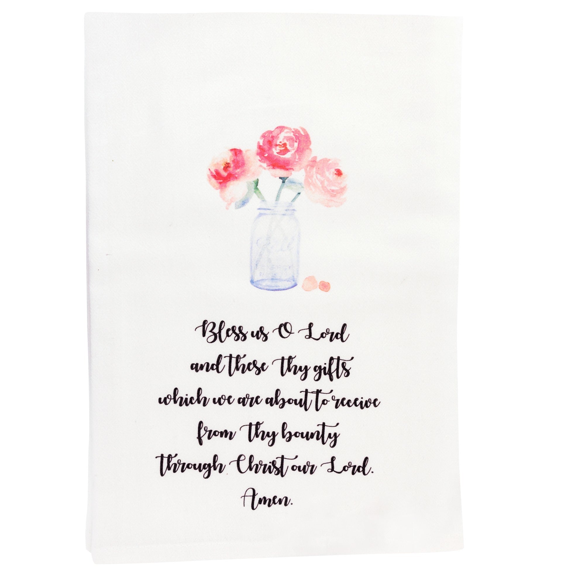 Watercolor "Bless Us O Lord" Kitchen Towel