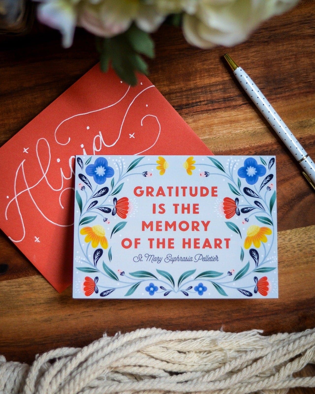 Catholic Floral Thank You Card