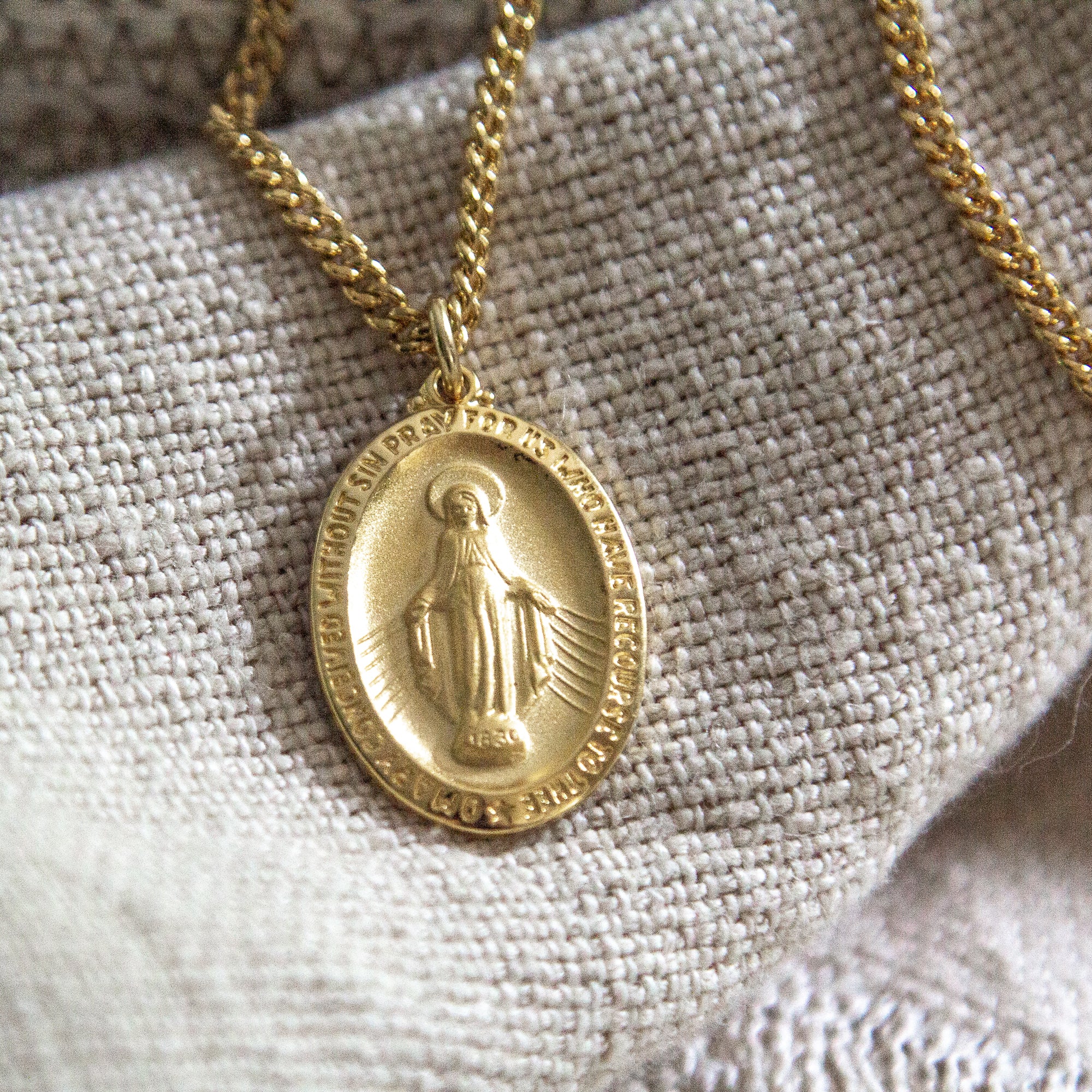 Gold/Sterling Silver Miraculous Medal on 24 inch chain