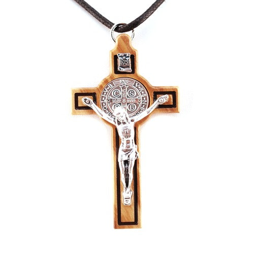 Olive Wood St. Benedict Crucifix - 3 inch