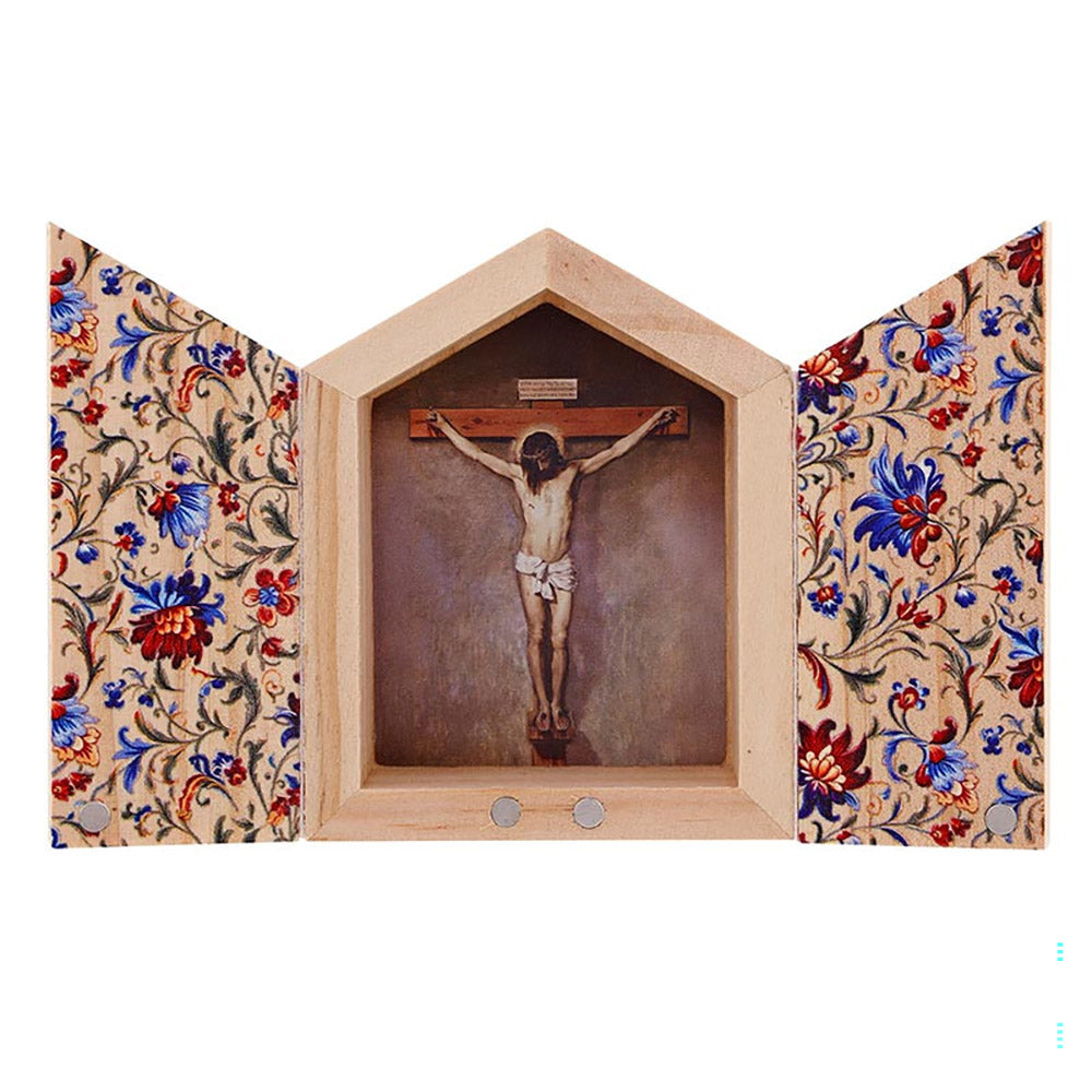 Crucifix Miniature Wooden Triptych