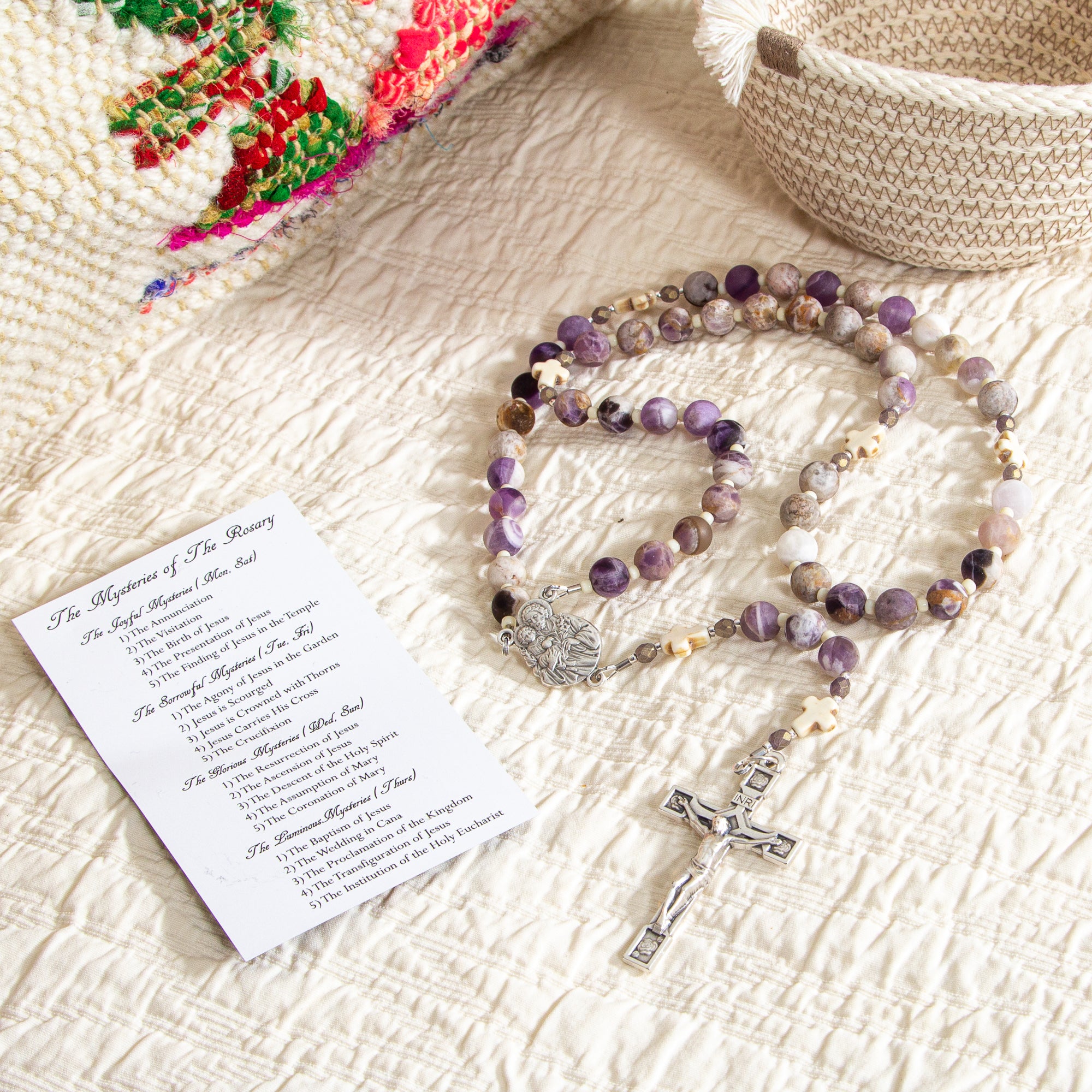 St Joseph Head of the Holy Family Natural Amethyst Rosary