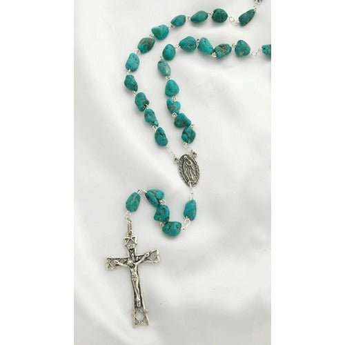 Sterling Silver Genuine Turquoise Nugget Rosary