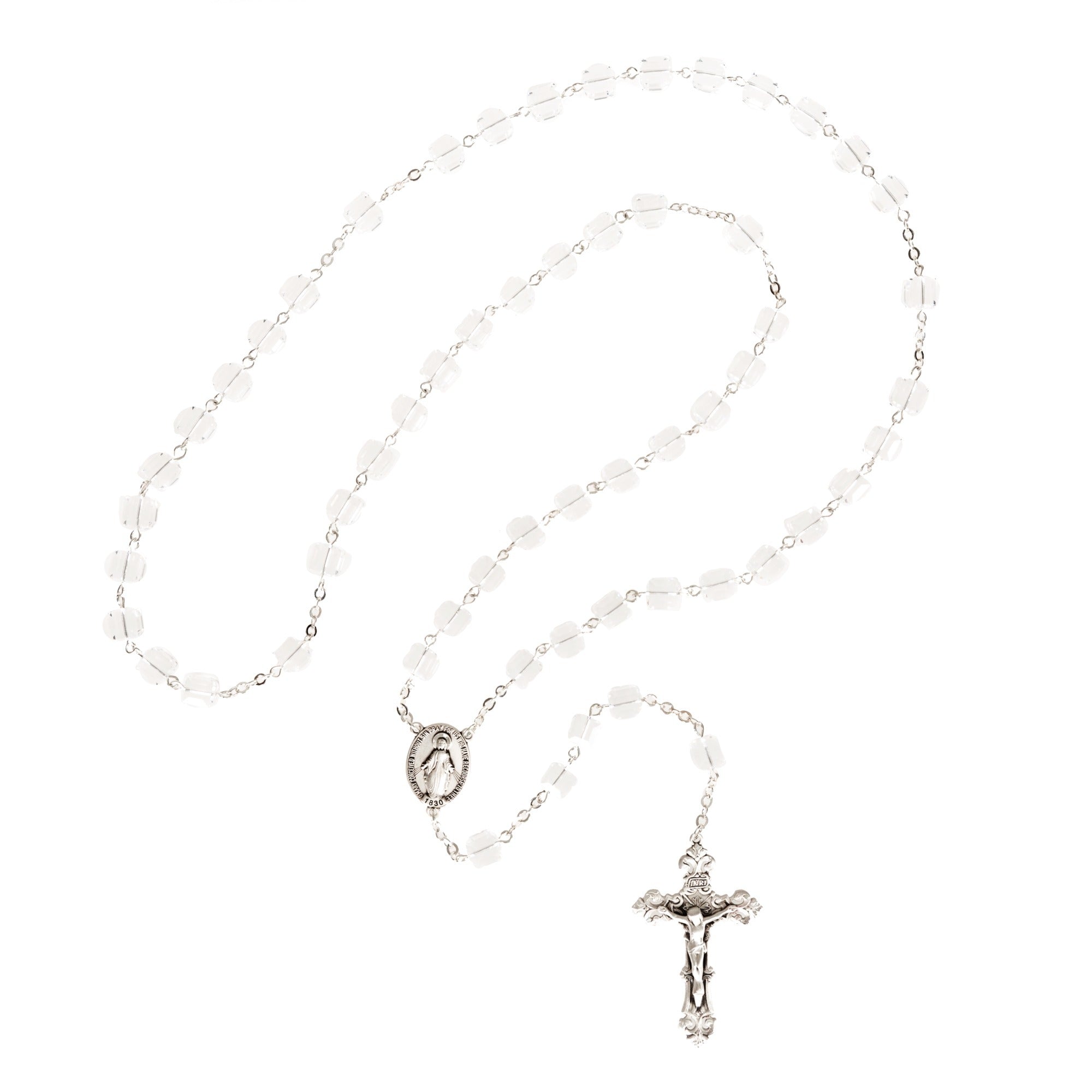 Swarovski Iridescent Cube and Sterling Rosary