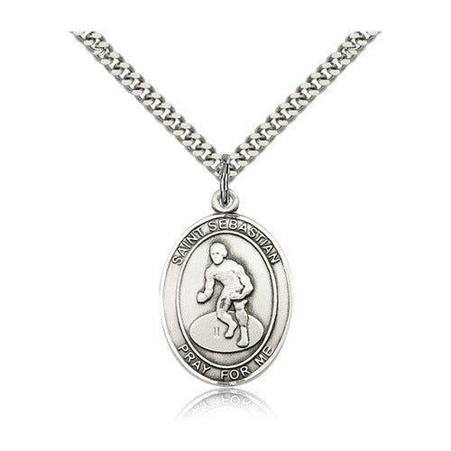 Sterling Silver St. Sebastian / Wrestling Pendant w/ chain