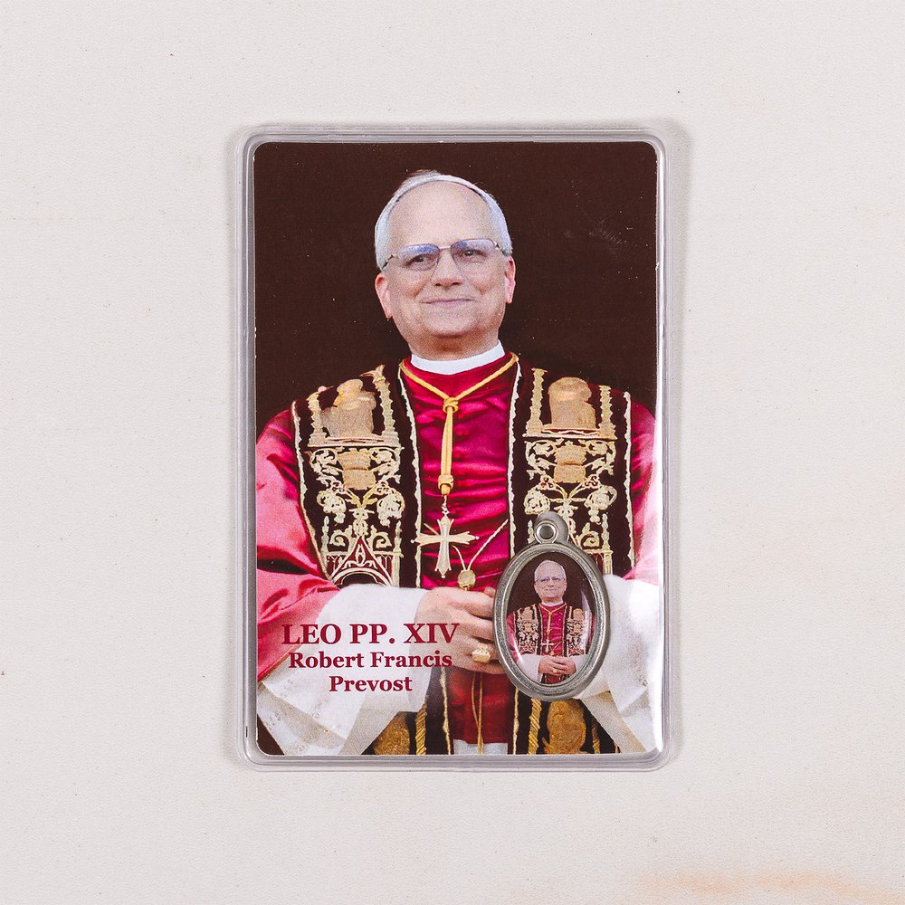 Pope Leo XIV Laminated Prayer Card with Full Color Medal