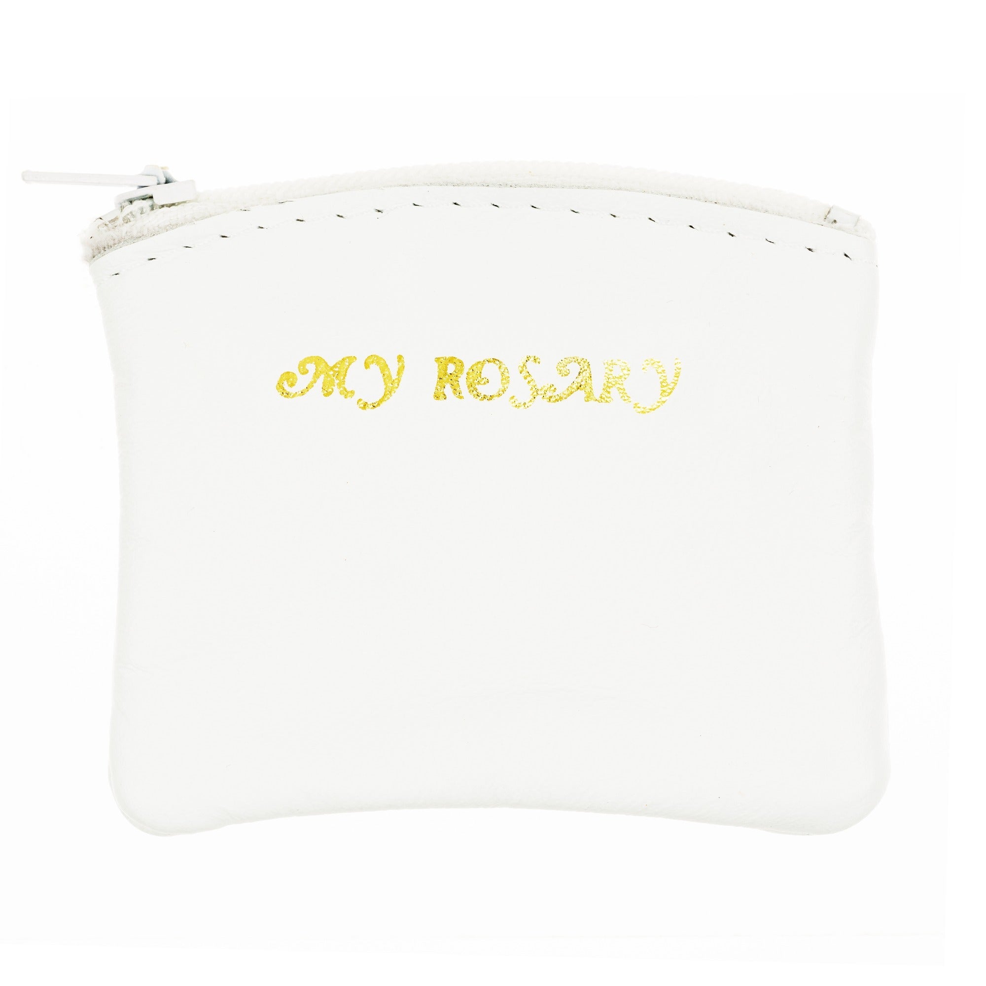 White Leather Rosary Pouch-Medium