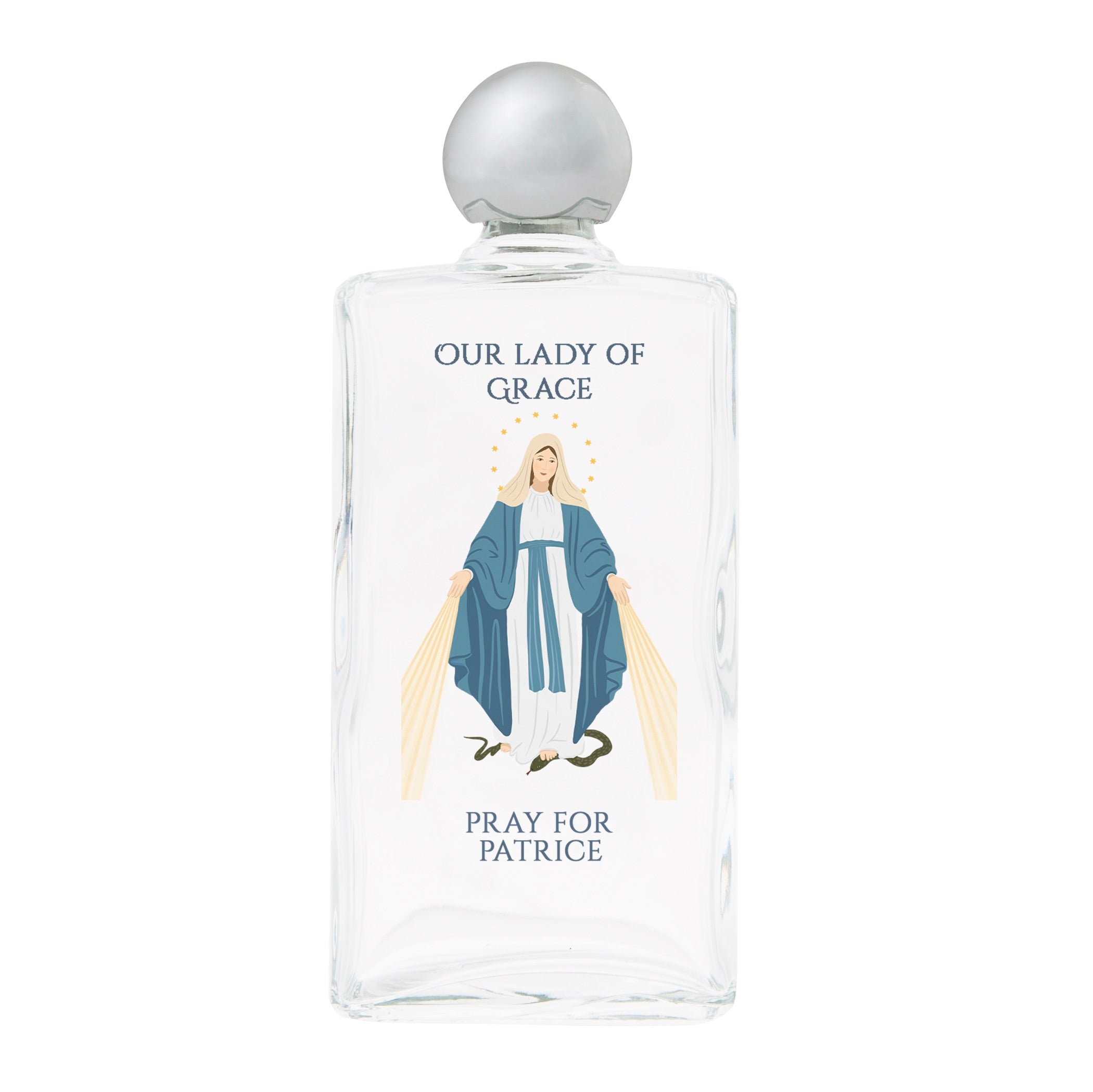 Personalized Our Lady of Grace Holy Water Bottle
