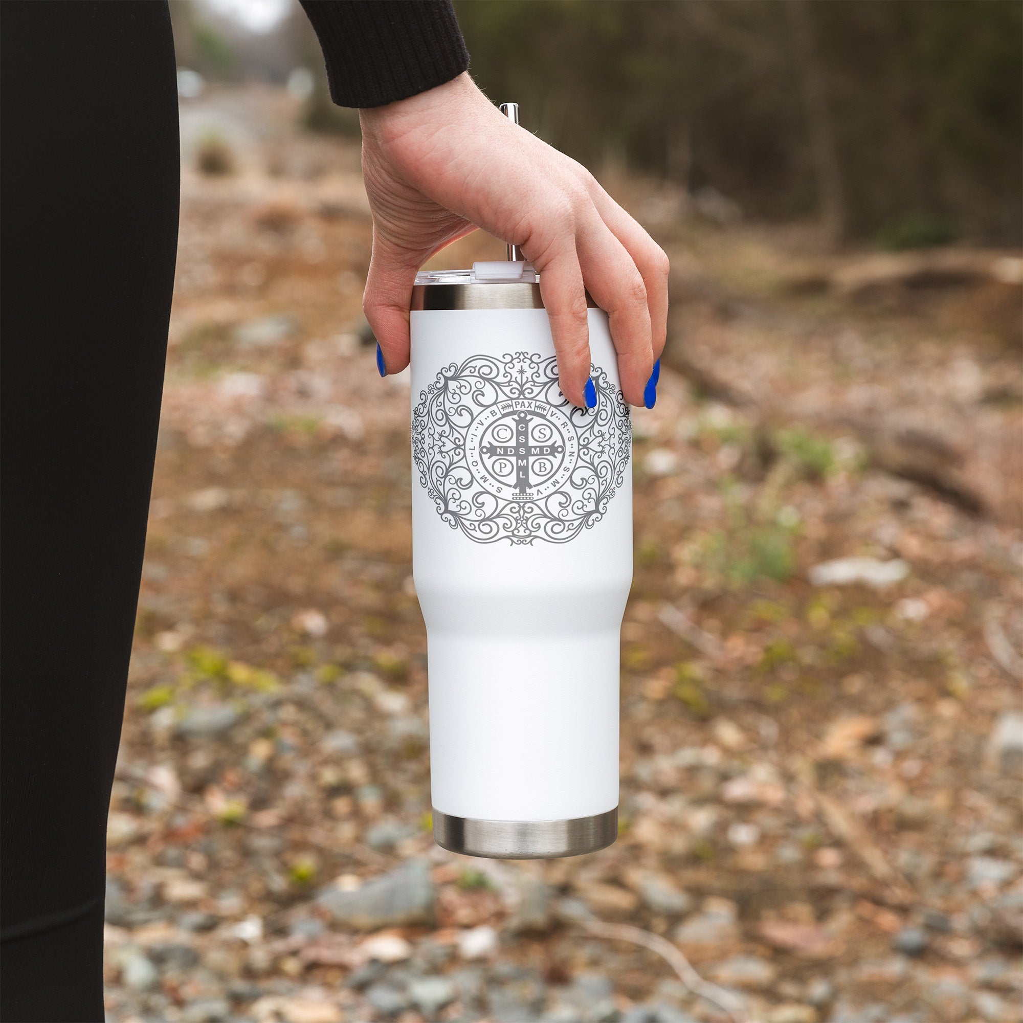 St. Benedict Filigree Tumbler with Straw
