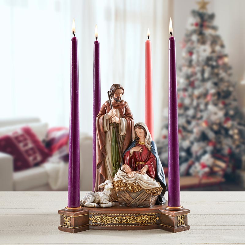Holy Family in Adoration Advent Candleholder