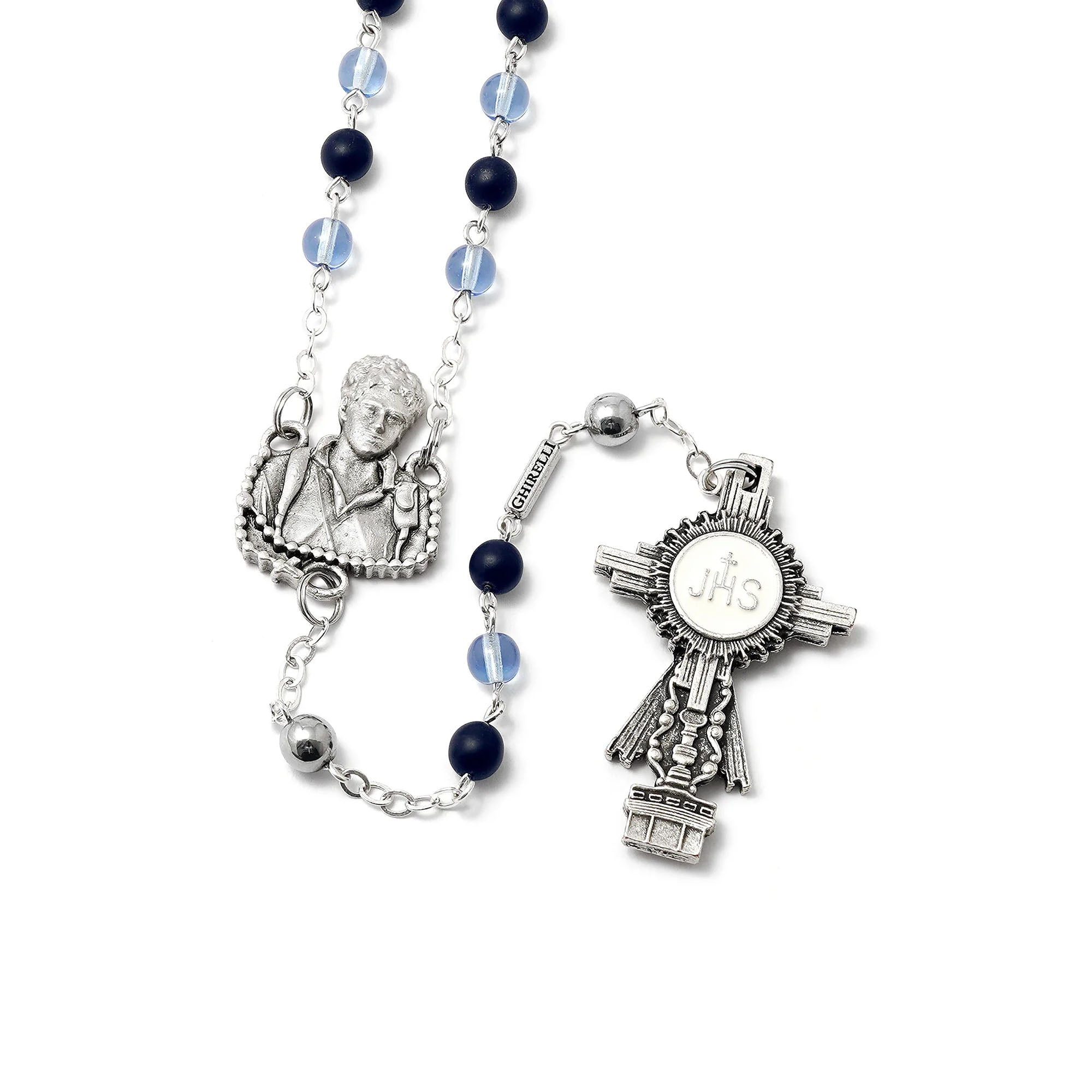 Ghirelli Blue Bohemian Glass St. Carlo Acutis Rosary