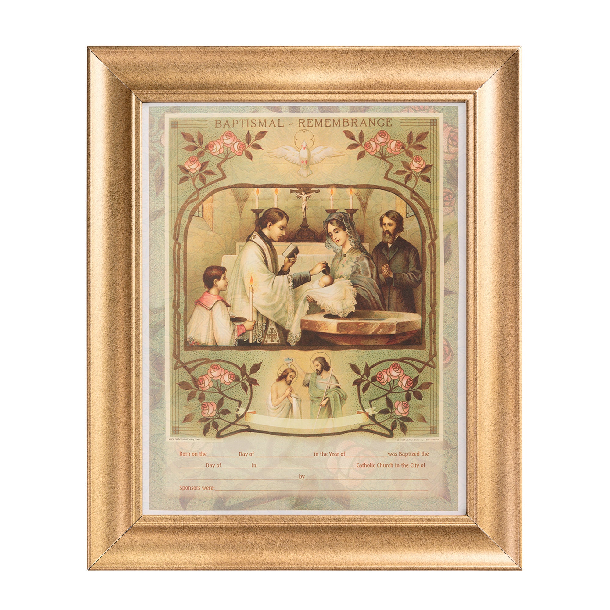 Heirloom Gold Framed Baptism Certificate - 11 x 14