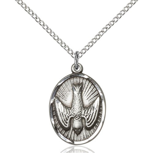 Sterling Silver Holy Spirit Pendant 3/4 X 1/2"