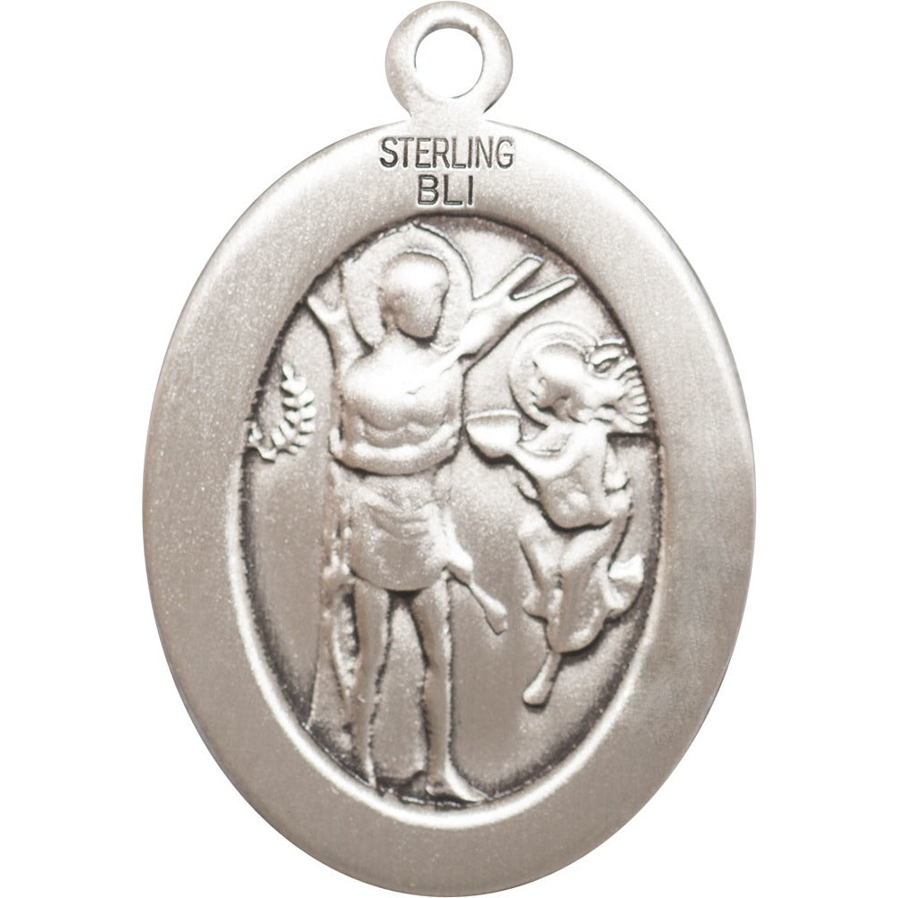 Sterling Silver St. Sebastian / Fishing Pendant w/ chain