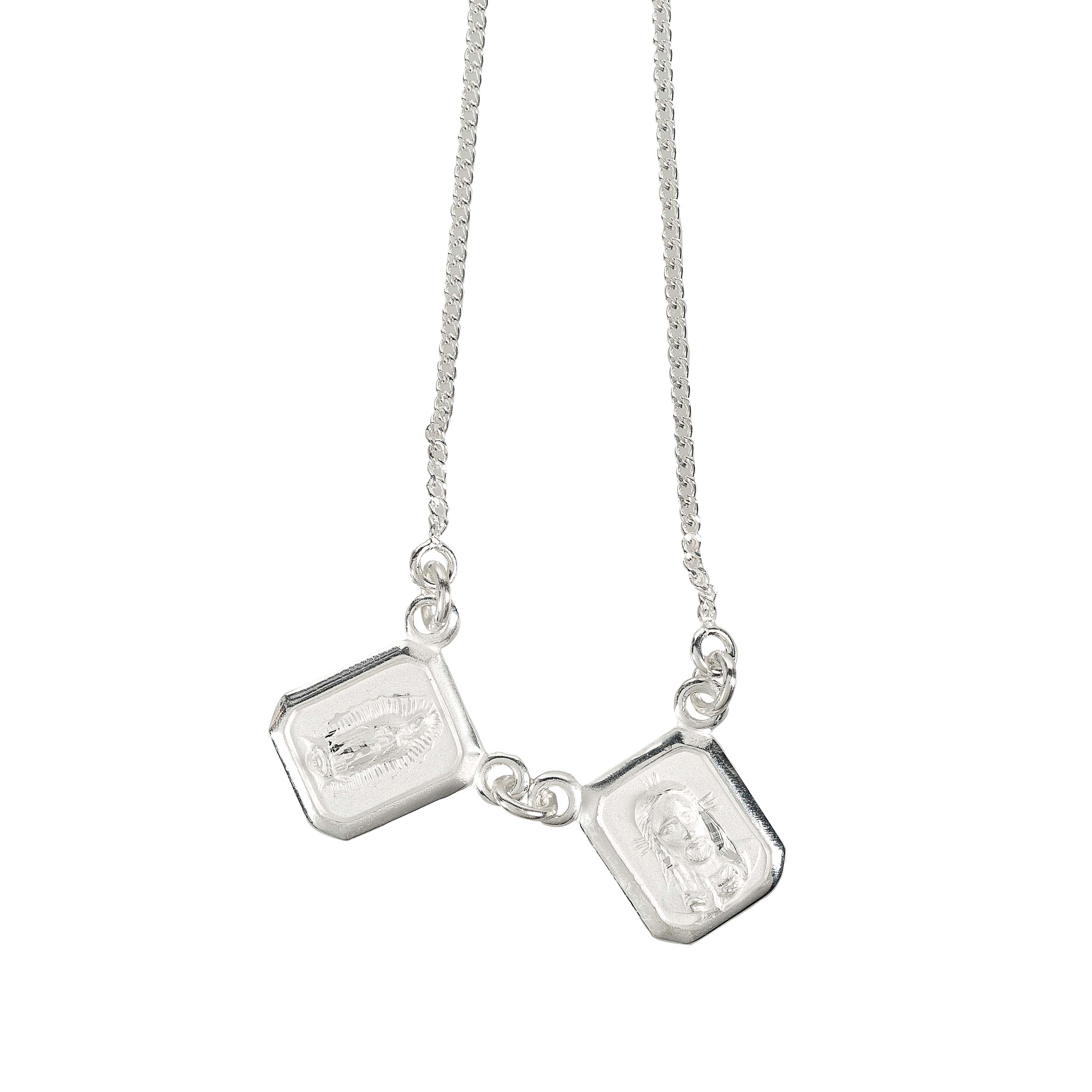 Small Sterling Silver Scapular Necklace - 16"