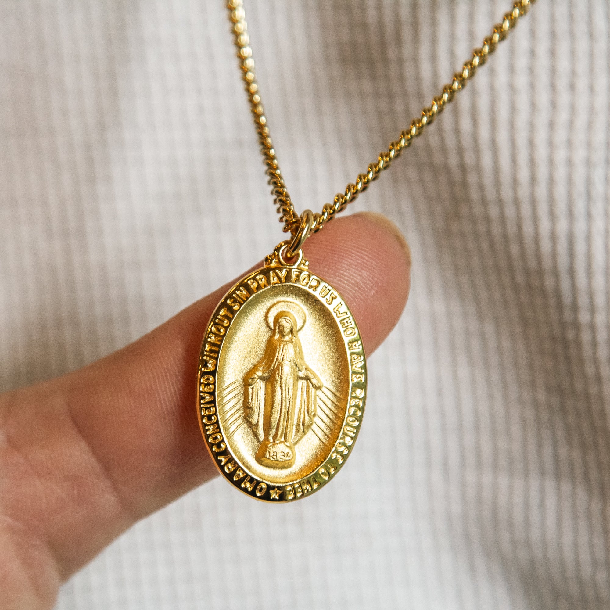 Gold/Sterling Silver Miraculous Medal on 24 inch chain