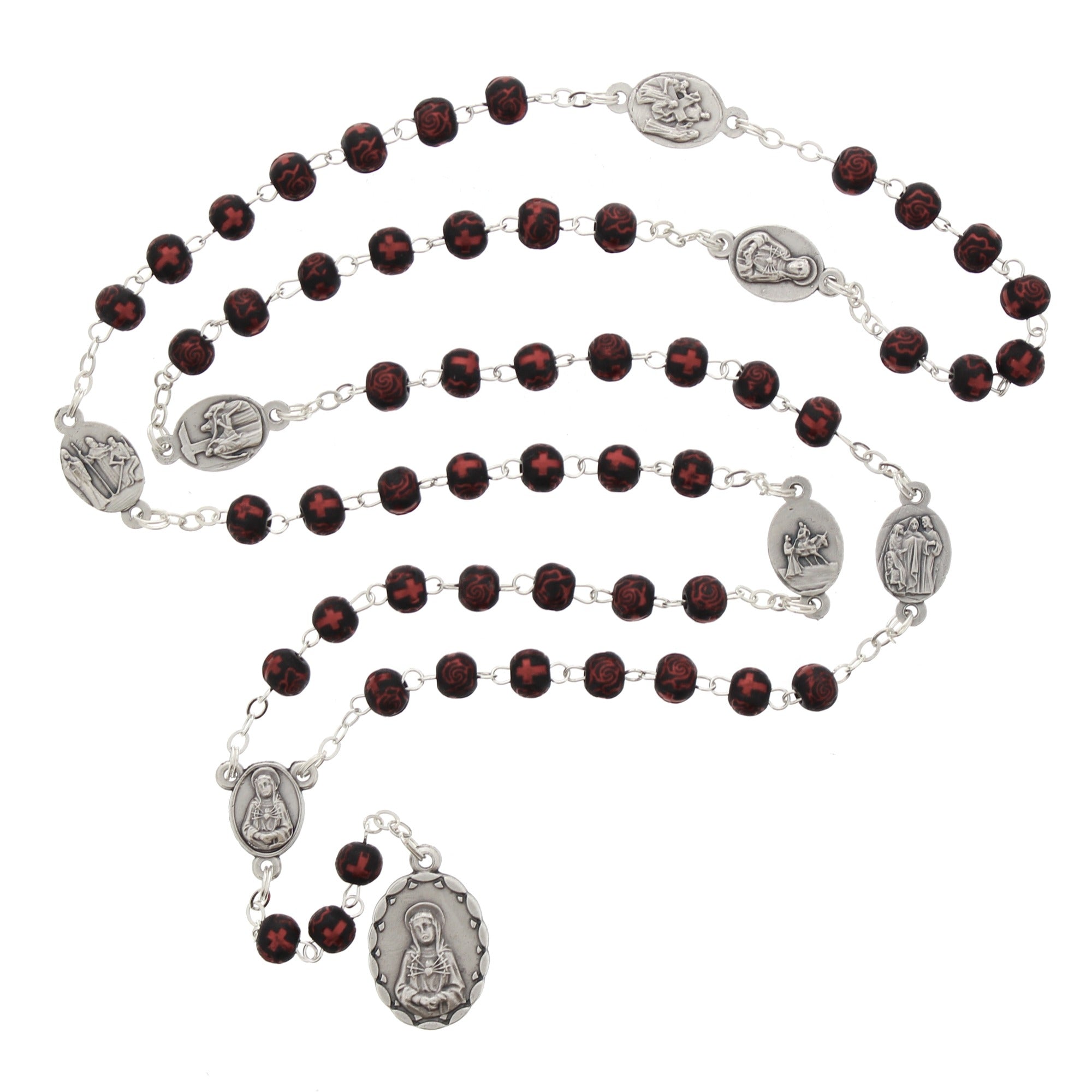 Red-Black Seven Sorrows Rosary Chaplet