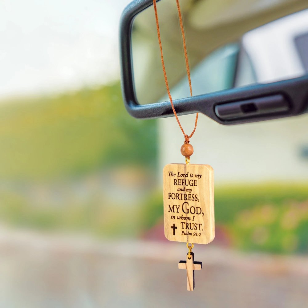 The Lord is My Refuge Olive Wood Home & Car Blessing