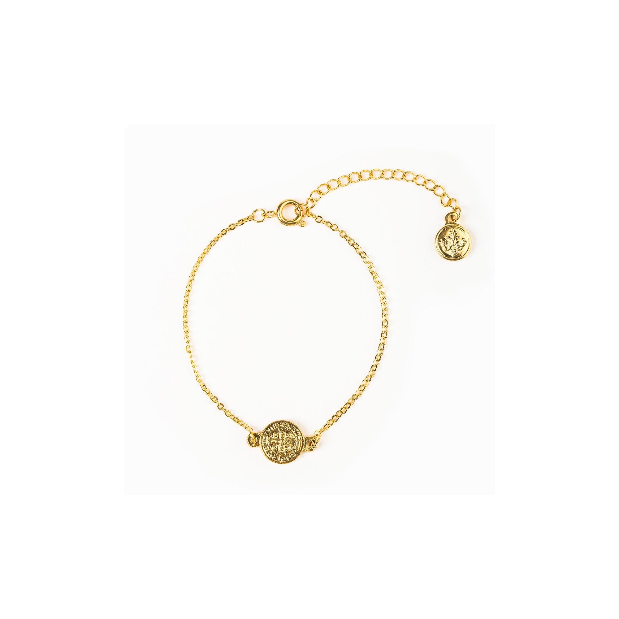 Gold St. Benedict Medal Breathe Chain Bracelet