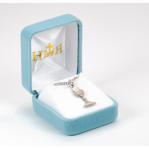 Etched Sterling Silver Chalice First Communion Necklace