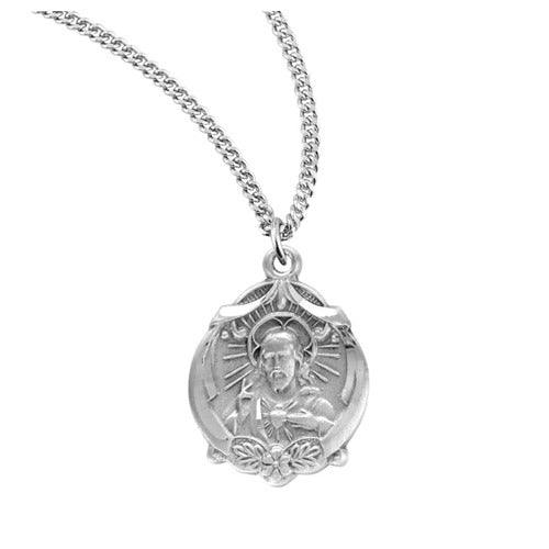 Sterling Silver Sacred Heart Scapular Medal