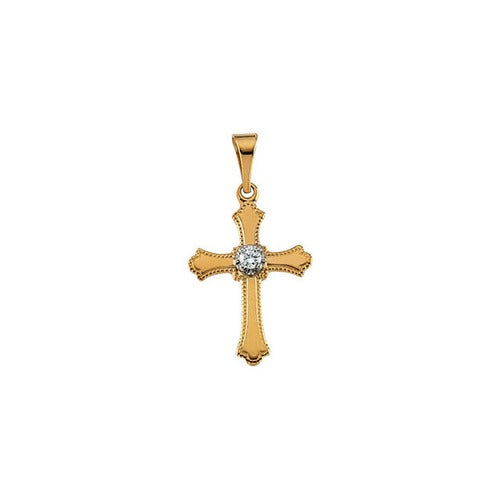 14kt Yellow Gold 15x11mm Diamond Cross Pendant