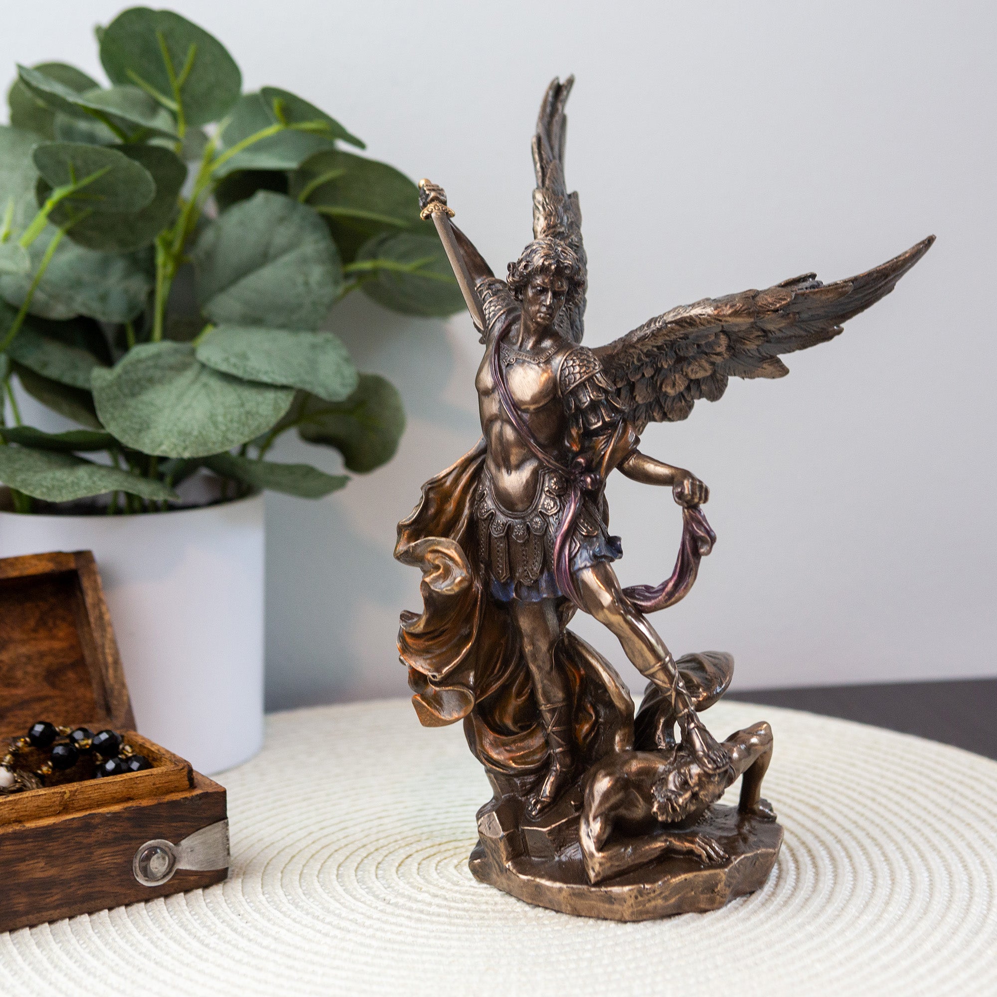 St. Michael Bronze Finish Statue, 10"