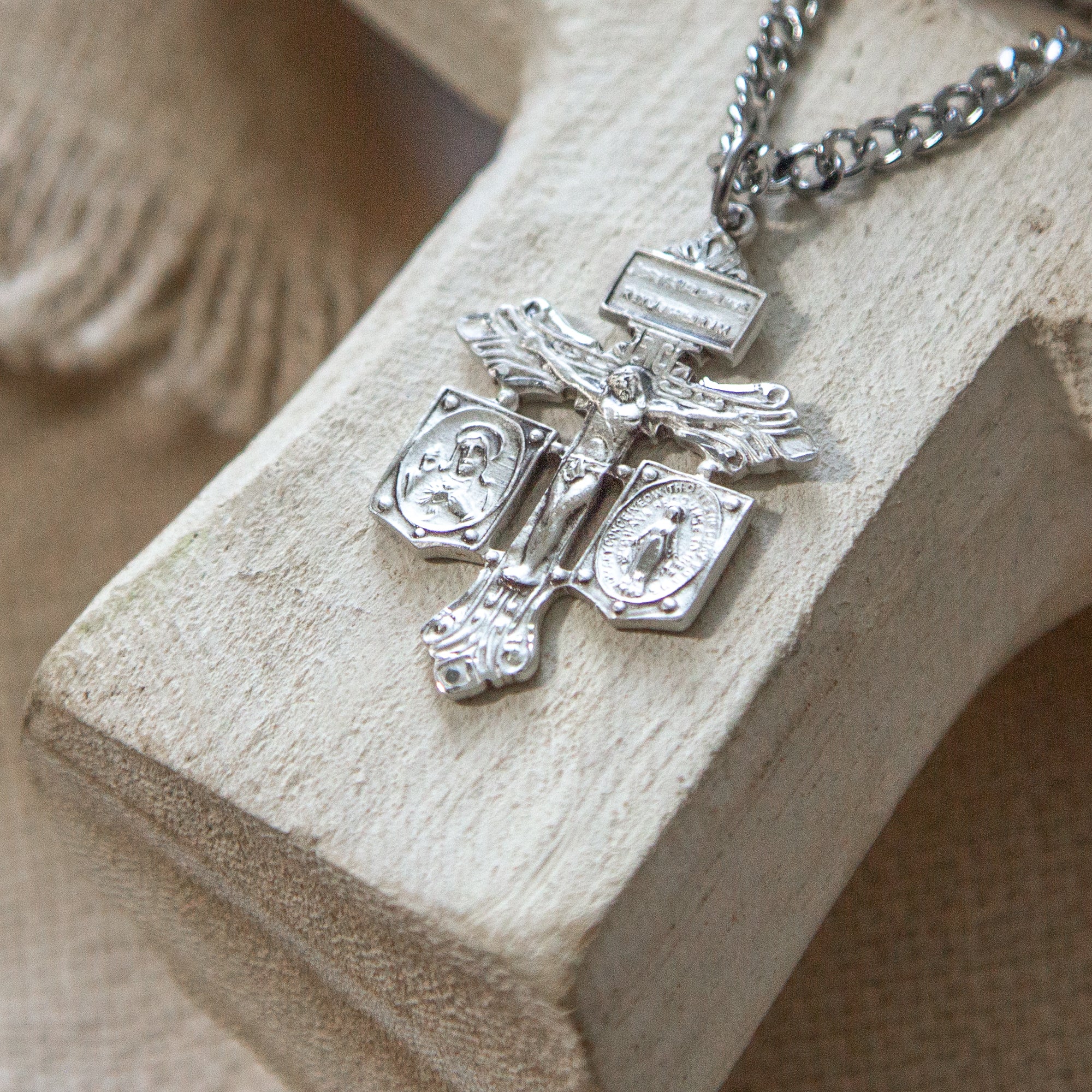 Sterling Silver Pardon Crucifix 3-Way Necklace