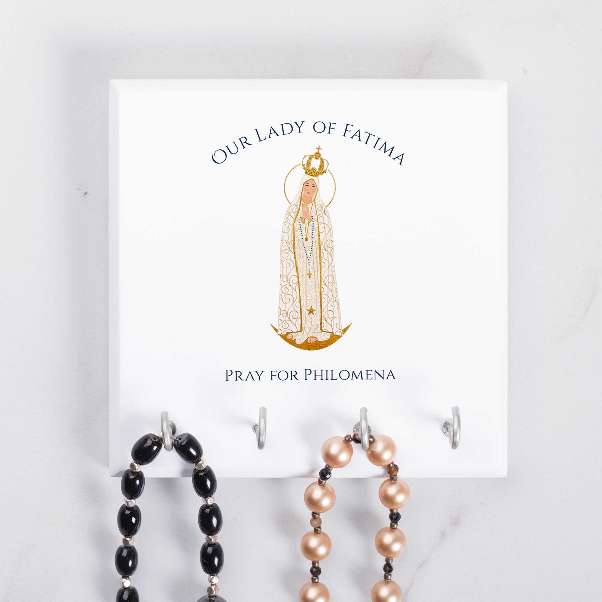 Personalized Our Lady of Fatima Rosary Rack