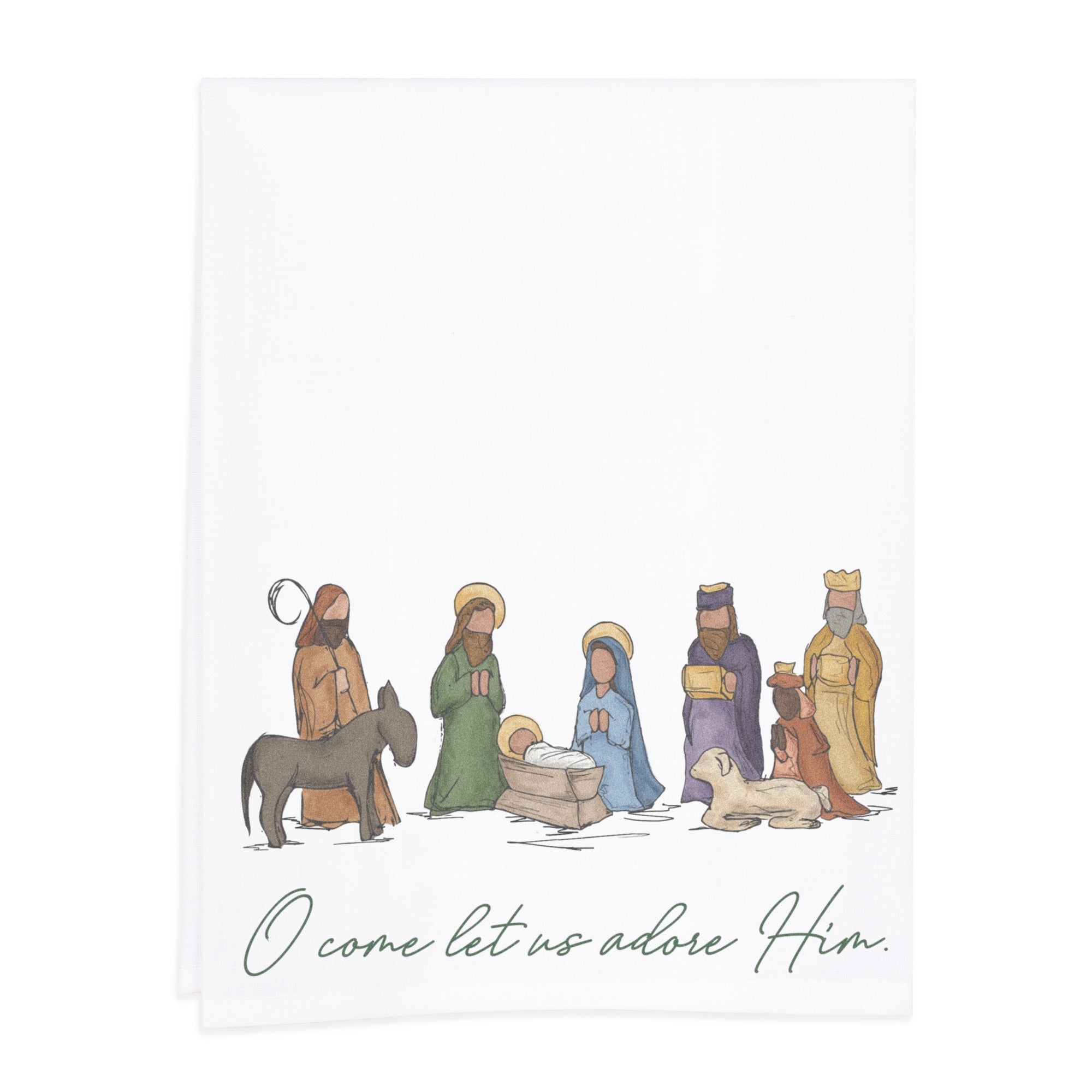 O Come Let Us Adore Him Dish Towel