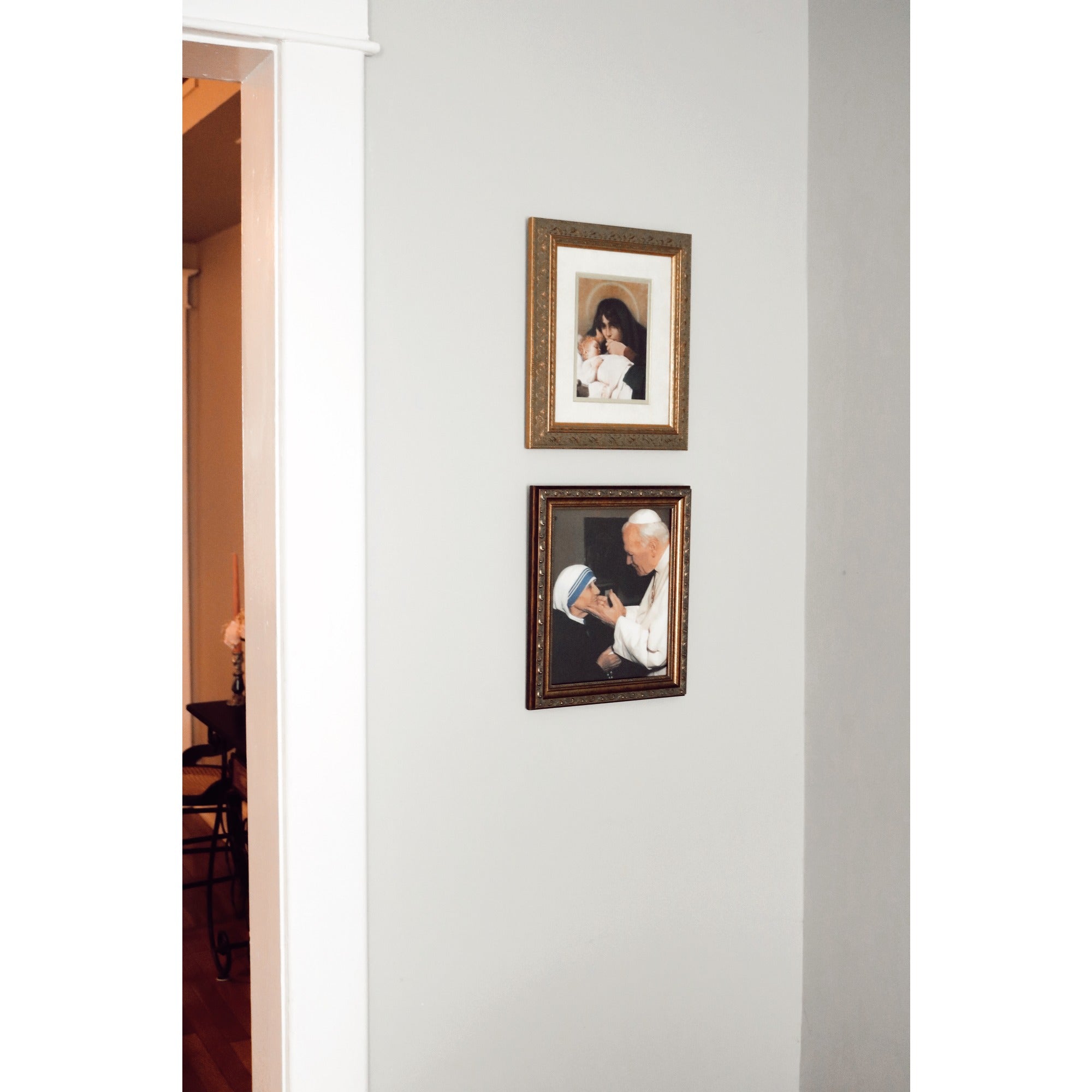 Gold John Paul II w/ Mother Teresa Framed Art Print - 8" x 10"