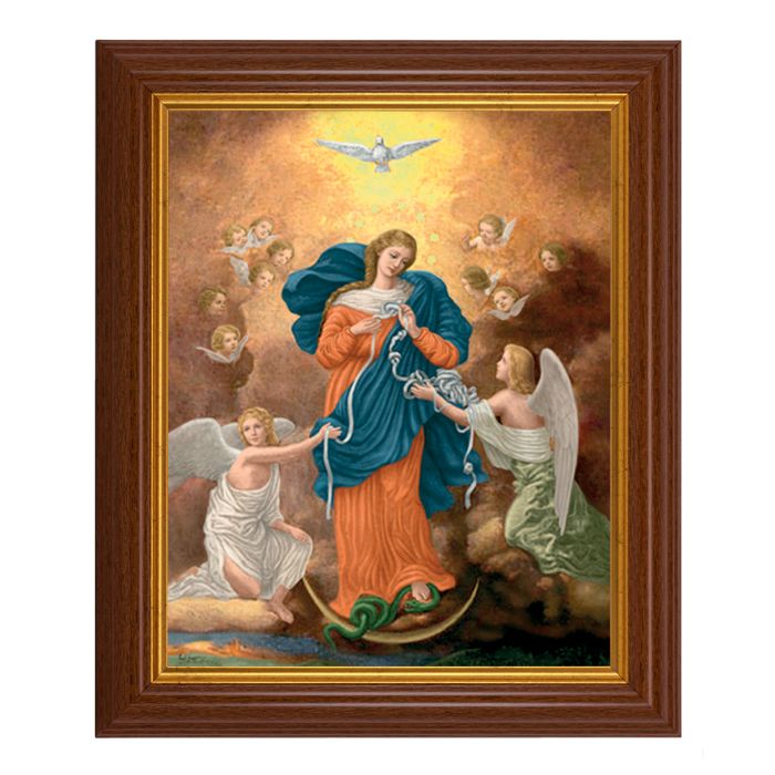 Our Lady Untier of Knots in Walnut & Gold Frame - 10.5" x 12.5"