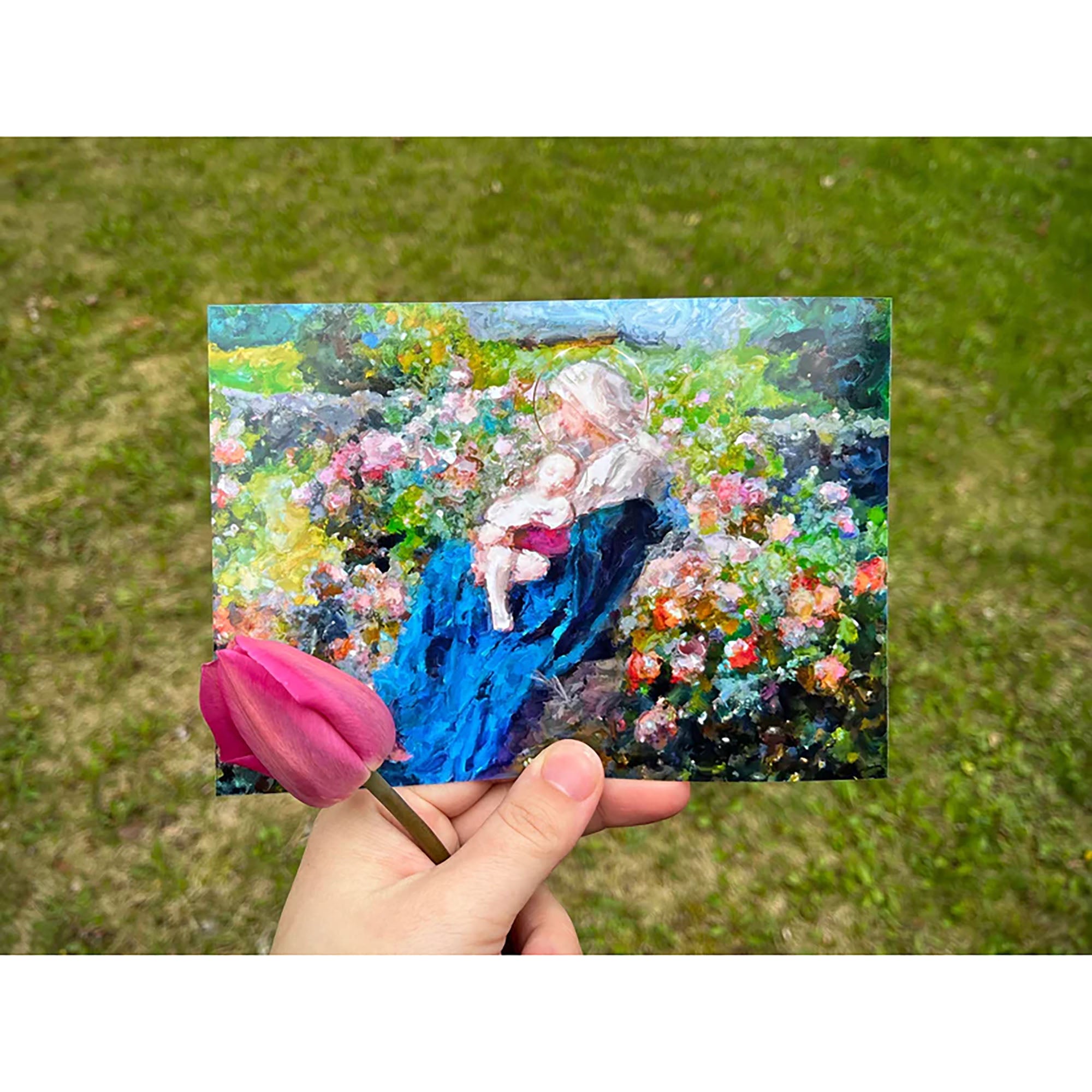 Madonna & Child Among the Flowers Unframed Print - 8" x 10"